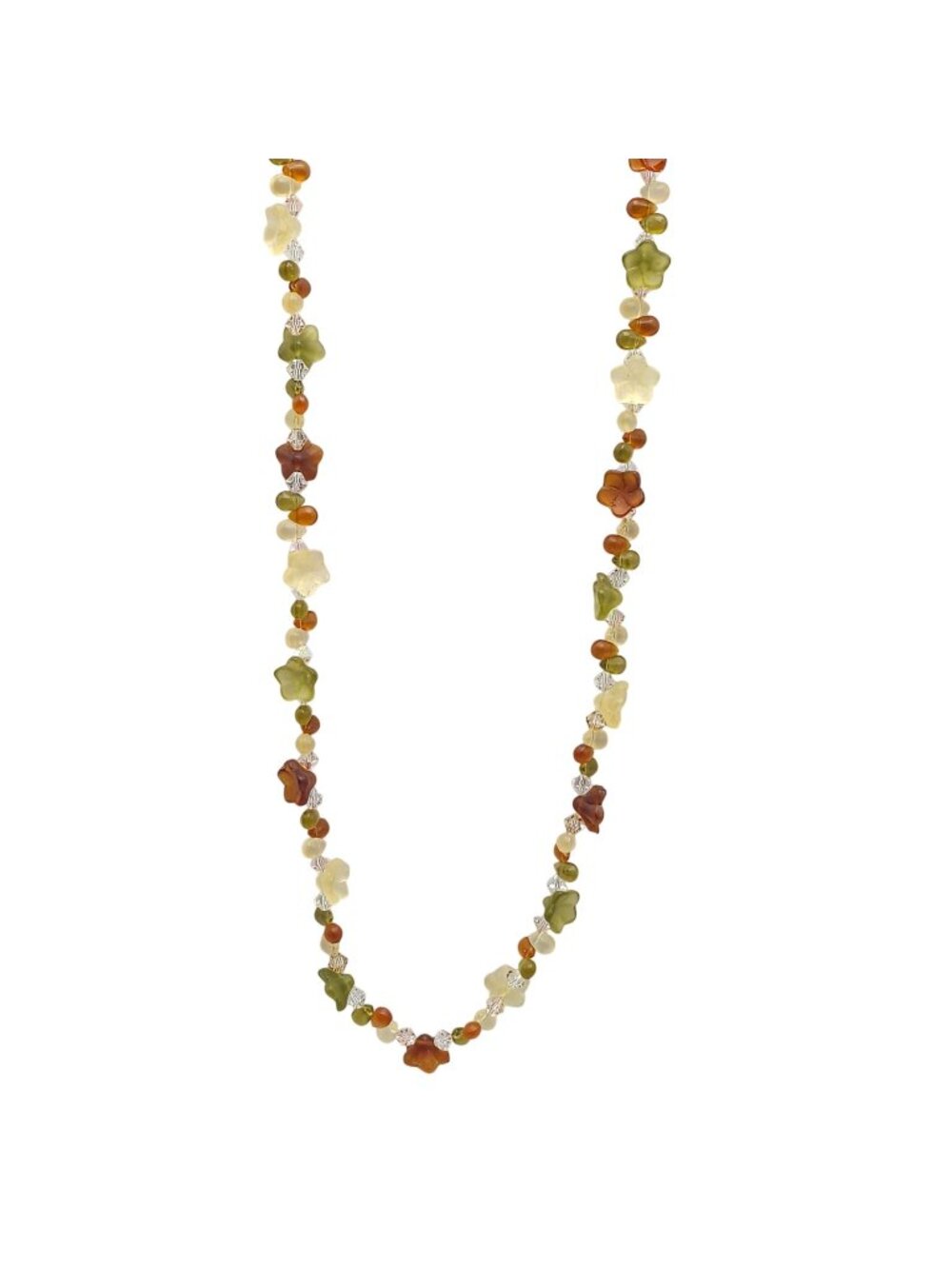 Floral Beaded Necklace Multi-Colored Glass Beads Toggle Clasp Autumn-Inspired